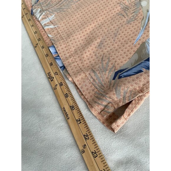 Islanders Mens Washable Silk Hawaiian Shirt Feather Print Small Tear Mended M - Picture 5 of 9